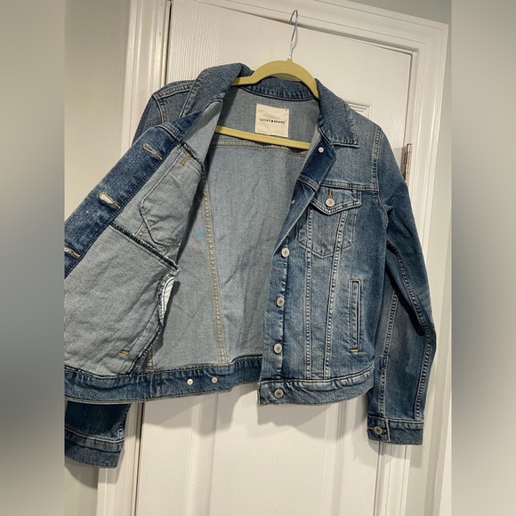 NWT Lucky Brand Size S Medium Wash Classic Denim Jean Jacket Bomber Button - Picture 13 of 13